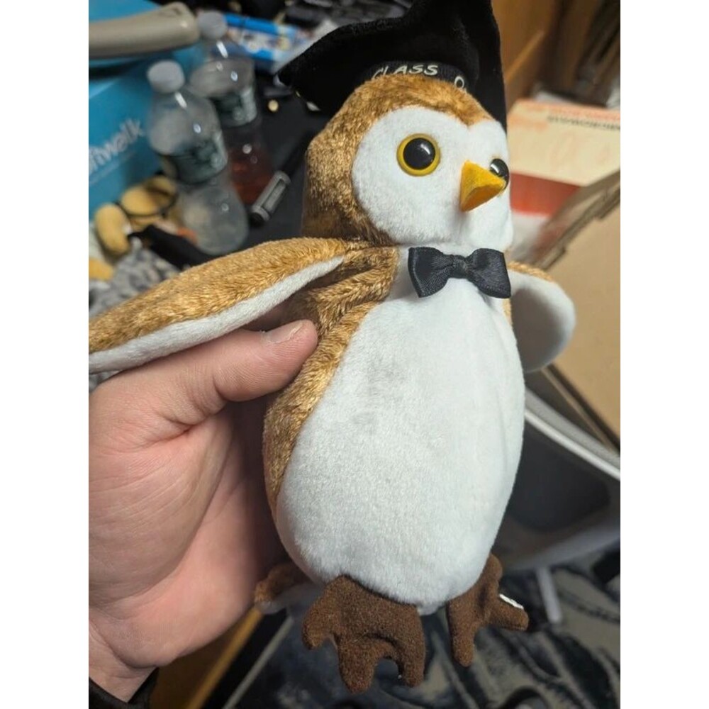 Ty Beanie Babies Class of 2000 Graduation Owl Brown Plush